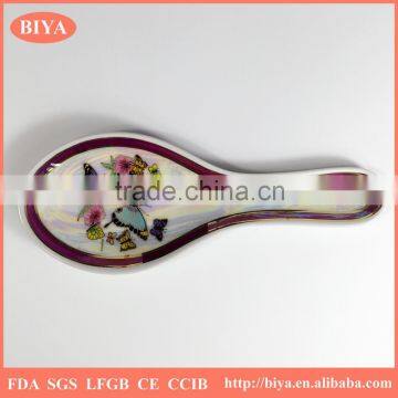 ceramic custom souvenir spoon porcelain big spoon for hanging coated colorful pearl glazed for souvenir and decorative