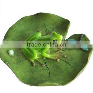 Top Collection Miniature Fairy Garden and Terrarium Frog and Dragonfly on Lotus Leaf Statue