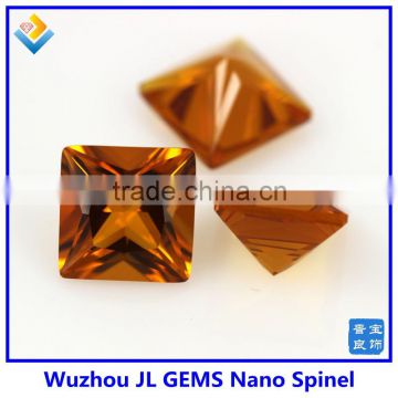 synthetic square Yellow Citrine Nano Spinel stone for luxury jewelry wax Setting