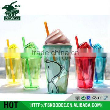 2016 summer hot sell plastic tumbler with straw for wholesale