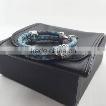 100% REAL python leather bracelet with 925 sterling silver bracelet beads inlaid AAA cz diamond stone beads bracelet