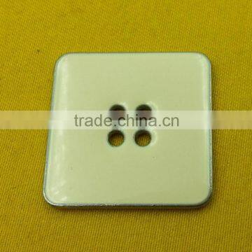 28mm Square Shape 4 Holes Metal Button With Cream Enamelled for Dress -- MS3361 photo-5