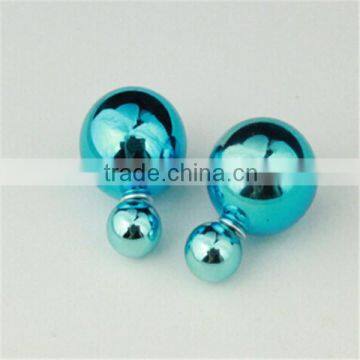 14k Yellow Gold White Freshwater Cultured Pearl and Ball Reversible Stud Earrings FQ-E-94236 photo-4