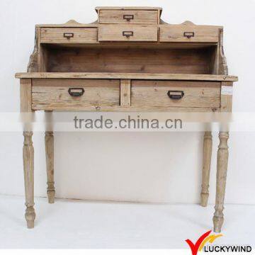 3 Drawers Shabby Wood Console Table White photo-3