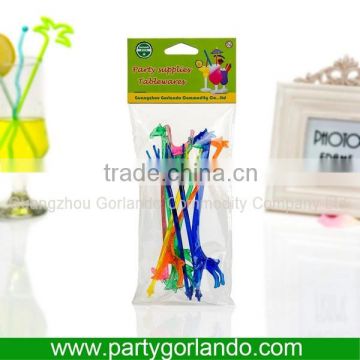 plastic disposable swizzle cocktail giraffe drinking stirrer