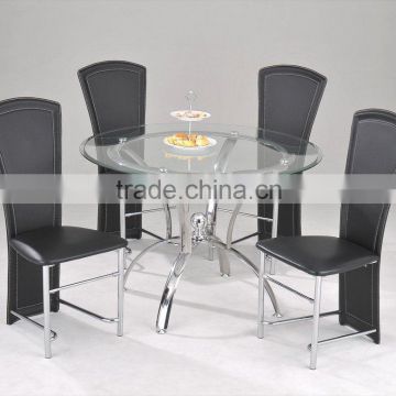 Metal Classic Black PVC Seat and Glass Table