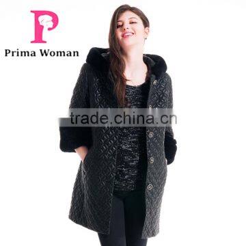 Winter Women Medium Length Embroidered Coat With Detachable Beaver Rabbit Skin Hat Overcoat photo-2