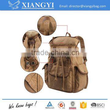 Retro khaki canvas Backpack durable canvas pack