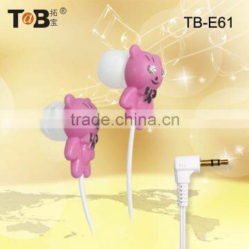 Mobile phone accessory cute animal shape earphone for girls teddy bear shape earphone bulk graduation gifts earphone