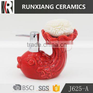 Hot sale creat glazed red color ceramic soap dispenser                        
                                                                                Supplier's Choice