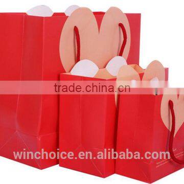 LOVE Heart Shape , Ivory Board /art Paper Bag ,shopping Promotion Bag ,cotton Rope Handle photo-3