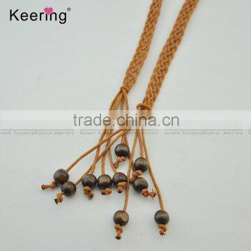 New wholesale braided double-end PU tassel fringe cord for belt