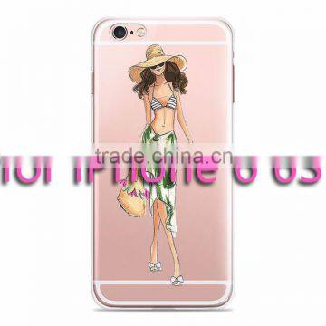 Fashion Girl Transparent Clear Soft Silicon TPU Gel Phone Case Cover for IPhone 6 6S Plus photo-5