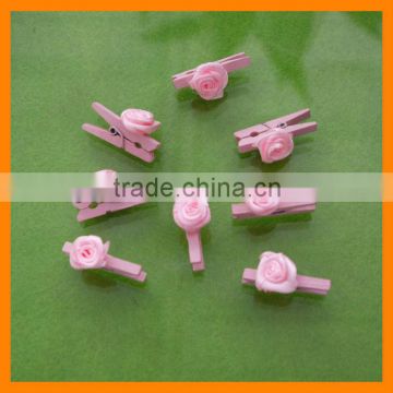 Cute Wooden Peg With Pink Flower