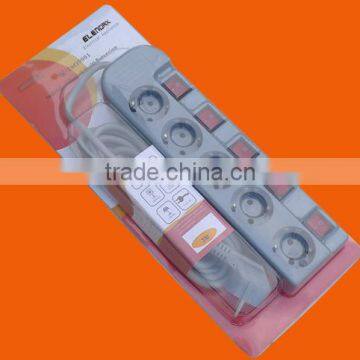 European style 5 way extension power socket with individual switch (E6005EIS)