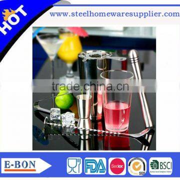High quality stainless steel boston shaker glass cup jigger stirrer muddler...