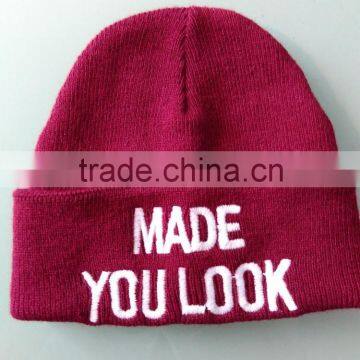 New 2016 100% acrylic jacquard knitted winter beanies hat