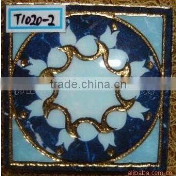 Blue and gold small decorative trim tile 73x73