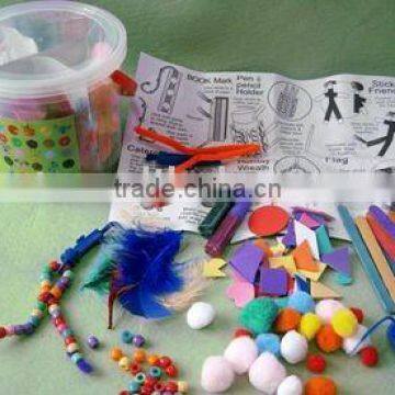 Mega craft kit in plastic bucket /craft box/foam, pompom,chenille, feather, etc.