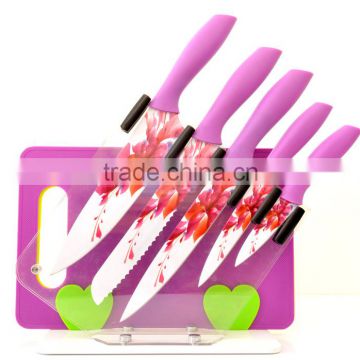 chinese knife set with cutting board and knife block