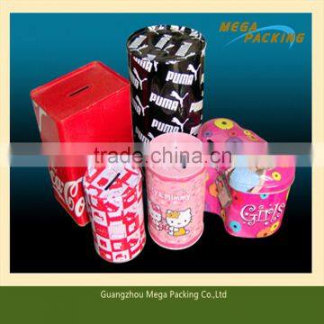 Coin bank tin box metal cans for coin customized printing money saving tin can