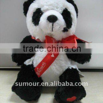 panda plush bear with ribbon