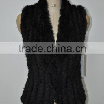 women fashion knitted real rabbit fur vest LK16F011