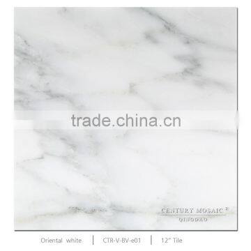 2015 new trend white marble tiles white polished homogeneous floor tile