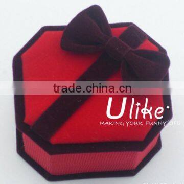 velvet red jewelry ring gift box with bowknot