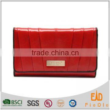 CWLJW5023A001 Europe Hot Sale Elegance Red Genuine Leather Women Wallet Carteras Mujer