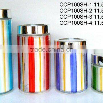 CCP0100SH hand-painted glass jar with stainless steel lid