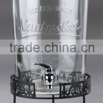 Glass juice dispenser with metal rack(CCP842ST)