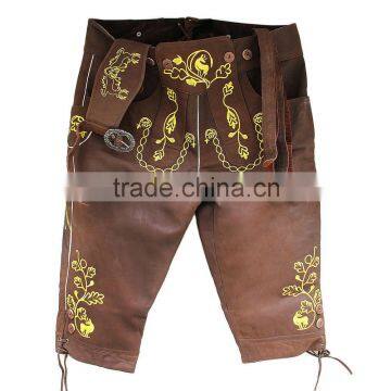 Bavarian LEDERHOSEN Goat Suede Wooden Brown Oktoberfest Leather Pants W30"-W42"