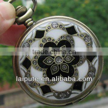 2013 new style Vintage design big siz best price flower pocket watch