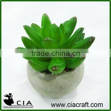 Popular Grey Artificial Concrete Potted Plant Echeveria Office Desk Succulent Plant for Sale