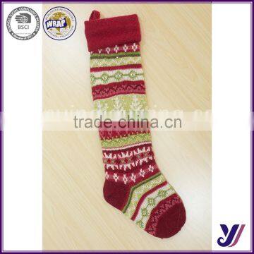 Cheap winter wool felt acrylic knitted Christmas stocking for gift Accept custom)