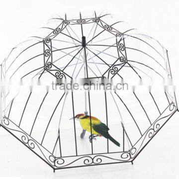 bird house POE umbrella auto open fahshion cheap promotion POE umbrella EVA umbrella transparent POE UMBRELLA
