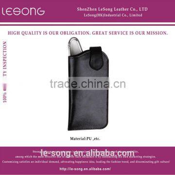 black leather mobile phone holder