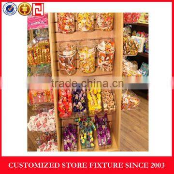 Hot sale slat wall food display rack with acrylic box