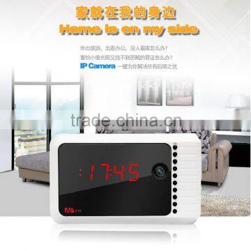 Latest model High-Tech HD wifi P2P IP night vision camera clock hidden camera support smart phones video record n two-way audio