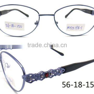 New fashion full rim purple with diamond stone metal wholesale eyeglasses frames for lady                        
                                                Quality Choice