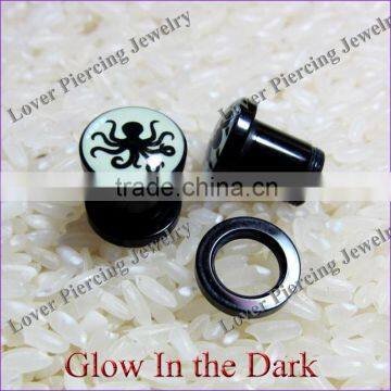 Glow In The Dark Design High Polish UV Acrylic Custom Ear Gauges Plugs [UV-RT196]