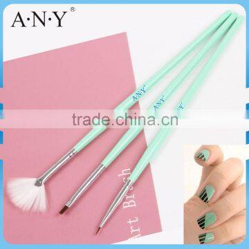 ANY White Nylon Hair Slim Wood Handle Nail Brush Set for Nail Beauty