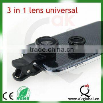 universal 3 in 1 clip on lens camara lens for smartphone