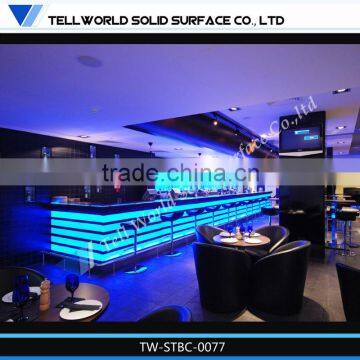 very hot sale modern luxurious acrylic top bar counter with blue led