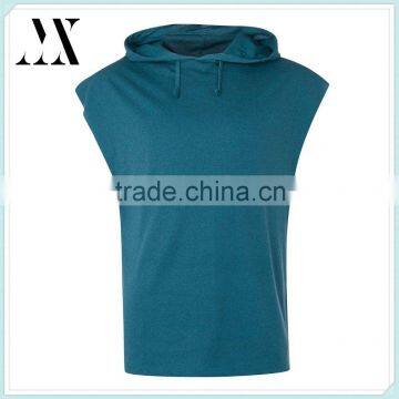 Soft jersey cotton polyester drawstring hood sleeveless hoodie for man