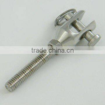 Swage fork terminal machined outside thread