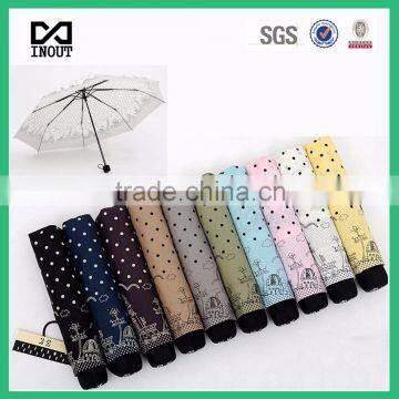 All kind of colorful pocker polyester fold black dot printing umbrella