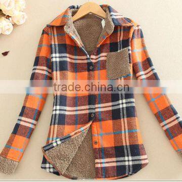 Woman' s Shirt Warm Fleece Lambswool Shirt Printed Long Sleeve t Shirt photo-4