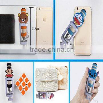 2015 Hot Sell Mini Wired All In One Selfie Stick Handheld Extendable Fold Selfie Stick Holder For Cell Phone photo-3